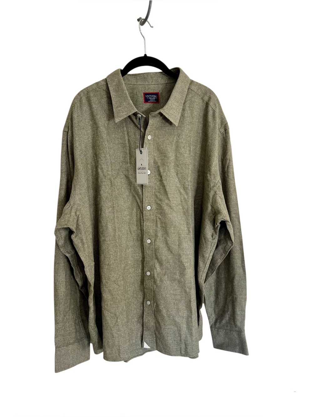 NWT Untuckit Veneto button down shirt olive green cotton sz XXXL wrinkle free